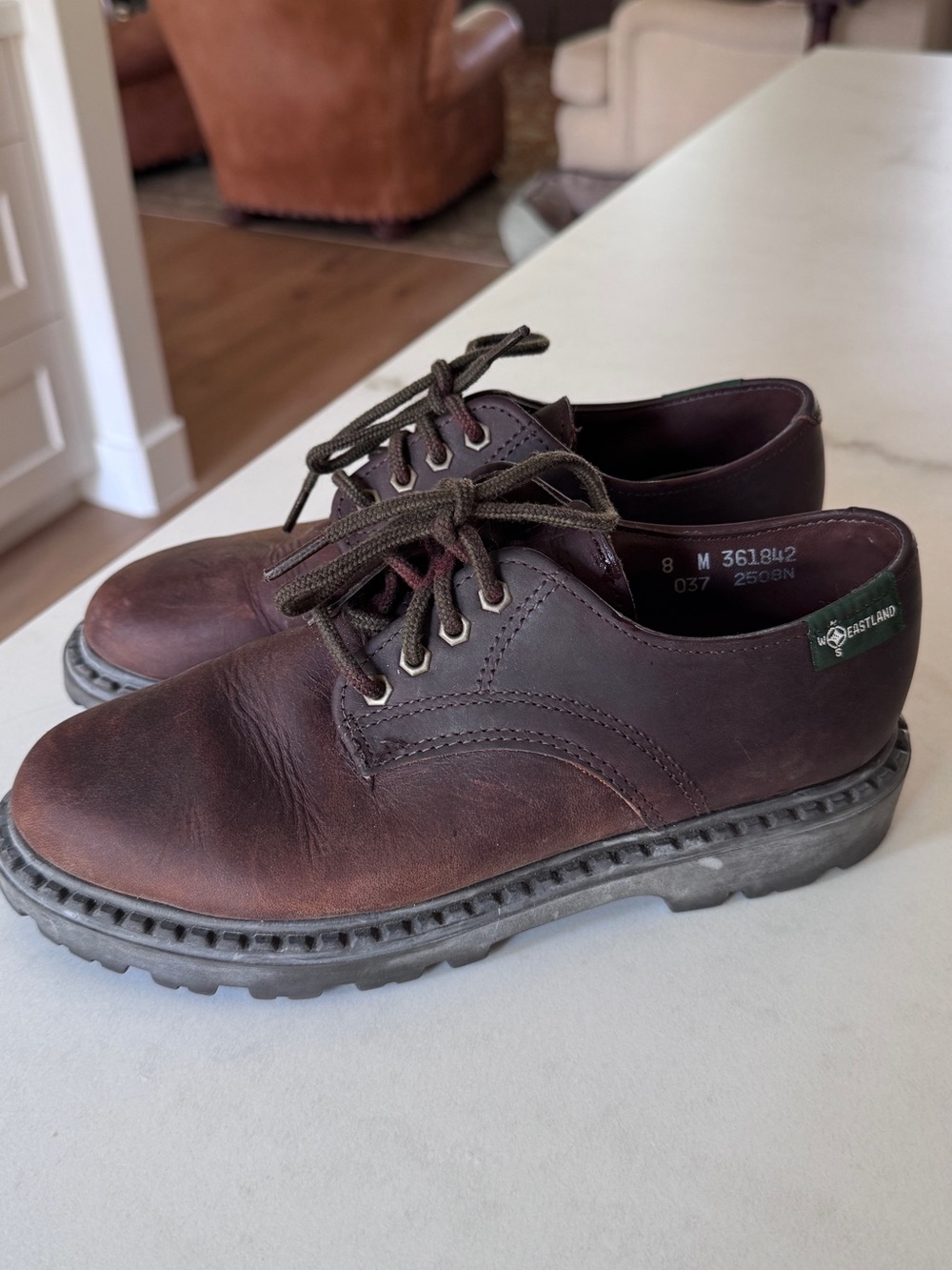 Vintage Eastland Plainview Brown Leather Oxford Chunky Lug Sole Shoes